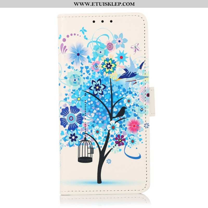 Skórzany Futerał do Samsung Galaxy A13 5G / A04s Kwitnące Drzewo